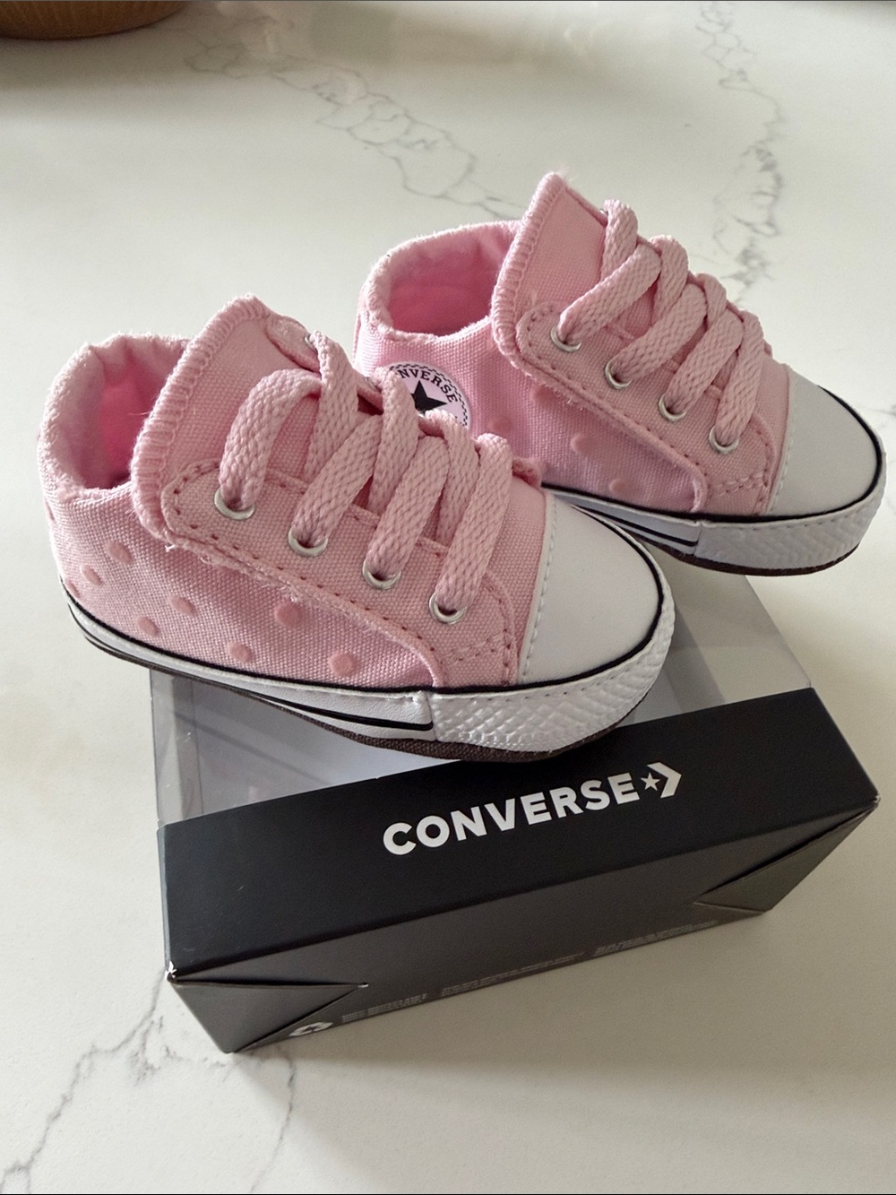 Converse Baby Pink Canvas Low Top Sneakers with White Toe
